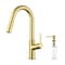 Kibi Fusion Single Handle Pull Down Kitchen & Bar Sink Faucet with Soap Dispenser - Brushed Gold C-KKF2017BG-KSD100BG - alternate 1